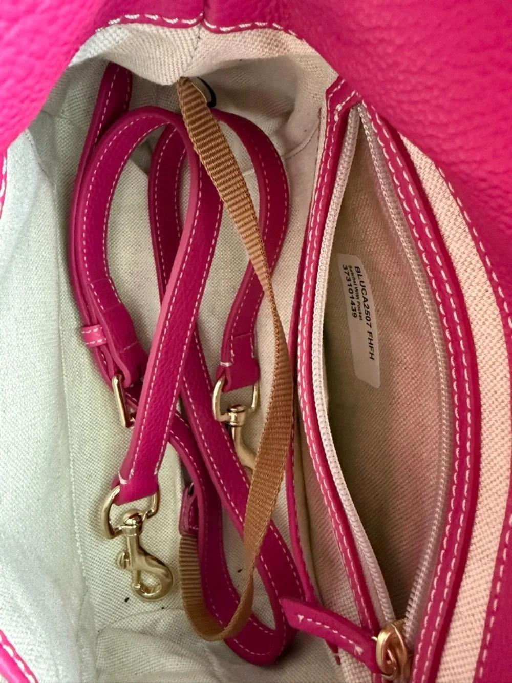 Dooney & Bourke Fuchsia Pebble Leather Satchel with Gold Hardware - Picture 6 of 8